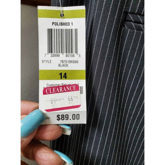 International Concepts Womens Black Stiped Polyester Mid Rise Dress Pant Size 14 - Picture 7 of 11